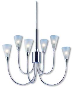 2 Tier Chrome Chandelier 6 Light