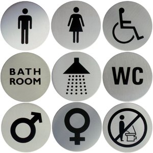 2 Urban Steel Bathroom Signs