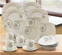 20-Piece Black Swirl Square Dinner Set