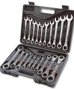 20 Piece Ratcheting Spanner and Combination Wrench Set