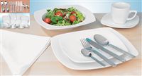 Contemporary square dinner set, comprises 4 each: 25.7cm (10&quote;) dinner plates, side plates,