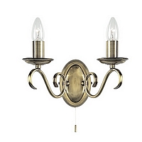 Traditional antique brass fitting with candle bulbs which can be covered by a selection of glass sha
