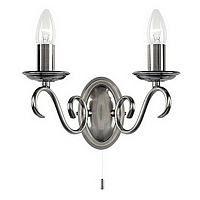 Traditional antique silver wall fitting with candle bulbs which can be covered by a selection of gla