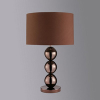 An elegant contemporary metal table lamp with chocolate metallic balls and matching brown shade. Hei