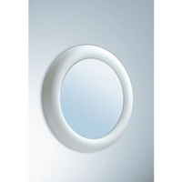 Contemporary circular bathroom mirror complete with white trim. IP44 rated. Diameter - 43cm Projecti