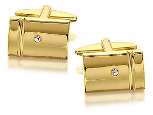 Unbranded 22ct Gold Plated Crystal Set Swivel Cufflinks -