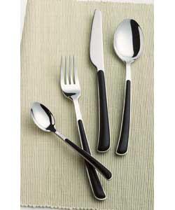24 Piece Curved Full Tang Black Cutlery Set