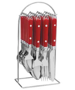 Unbranded 24 Piece Stainless Steel Hanging Cutlery Set - Red