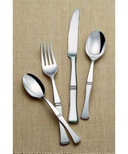 Polished stainless steel 18/0 with solid handles.Comprises 6 each of dinner knives, dinner forks,