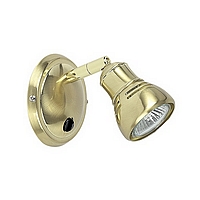 Adjustable satin brass spot light with rocker switch. Diameter - 7.5cm Projection - 14cmBulb type - 