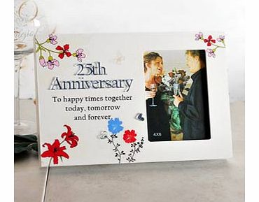 This sentiment style Silver 25th Wedding Anniversary Portrait 4 x 6 Photo Frame is the perfect gift for a special couple celebrating 25 wonderful years of marriage.The photo frame is a block style and on the front face is a cream textured finish. Th