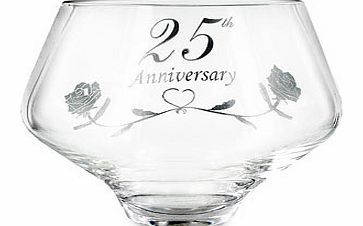 Unbranded 25th Silver Wedding Anniversary Lead Crystal Bowl