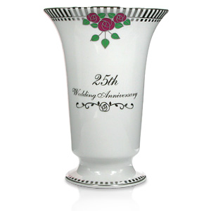 Unbranded 25th Wedding Anniversary Porcelain Vase