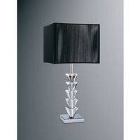 Elegant crystal glass table lamp in a contemporary design with polished chrome stem complete with co