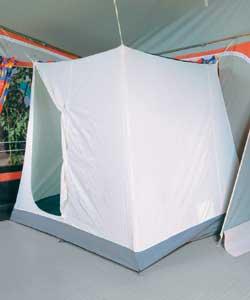 Polyester/cotton with sewn in PE ground sheet. Can also be used with frame tent. Size (W)200, (D)180