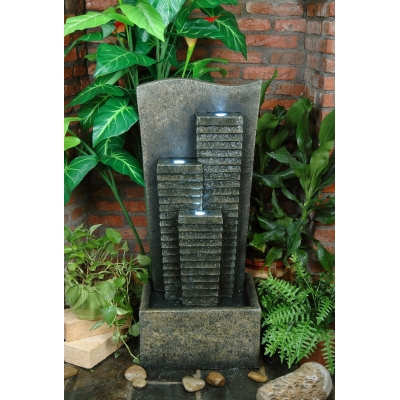 Unbranded 3 Columns on Green Wall Water Feature
