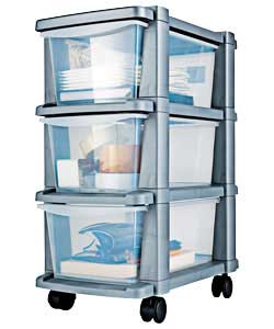 Unbranded 3 Drawer Slim Tower - Silver