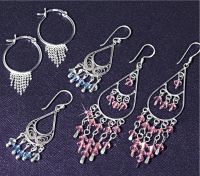 3 Pairs Sterling Silver Bead Drop Earrings