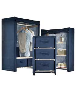 3 Piece Canvas and Wood Set - Black