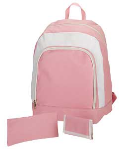 3 Piece Pink and White Back to School Set