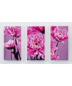 3 Pink Floral Digital Canvas Wall Art