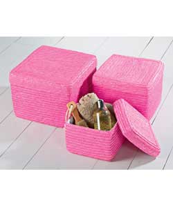 3 Pink Maize Storage Boxes