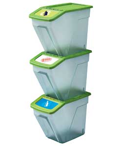 Unbranded 3 Recycling Stacking Bins 34L