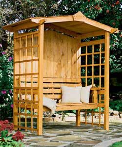 Offers both the benefit of being a sturdy garden feature with trellis work suitable for training cli