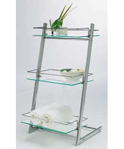 Steel/ chrome and clear glass.Size (H)74.5, (W)40, (D)40cm.Packed flat for home assembly.