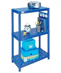 Plastic shelving unit.Freestanding.Size (W)61, (H)91.5, (D)30cm.Weight 2.6kg.Flat packed for home as