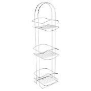This chrome 3 tier wire rack adds attractive extra storage space to a kitchen or bathroom without ta