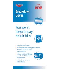Breakdown cover from £150 to £249.99.Covers breakdown of your item for up to 3 years (inclusive of