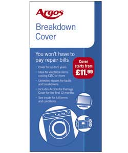 Breakdown cover from £150 to £199.99.Covers breakdown of your item for up to 3 years (inclusive of