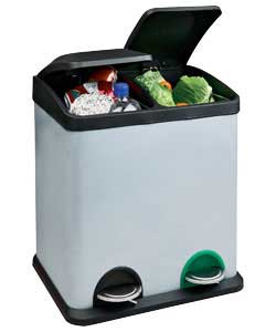 Unbranded 30 Litre Recycling Pedal Bin with 2 Compartments