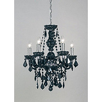 Elegant chandelier made of acrylic in a black finish complete with beads and droplets. Height - 61cm