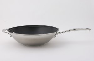 30cm Stainless Steel Wok with Teflon Select