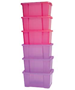 Unbranded 30L Stack and Nest Boxes Lilac and Pink Pk 6