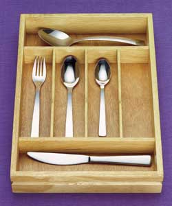 32 Piece Bulk Cutlery Set in Wooden Tray