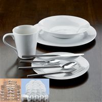 60% OFF. White porcelain dinner set, comprising 8 each: dinner plates 27cm (10½&quote;)