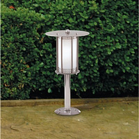 Modern stainless steel outdoor bollard fitting with polycarbonated vandal resistant diffusers. This 