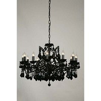 This stunning black chandelier has black crystal droplets all over the intricate black frame which l