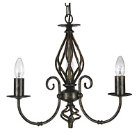 Unbranded 3380 3BG - 3 Light Black and Gold Hanging Light