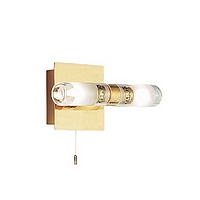 Gold plated wall fitting with two acid glass tubular shades. This fitting is IP44 rated and suitable