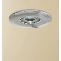 Polished chrome halogen straight fire rated downlight fitting shower proof and IP65 rated. The trans