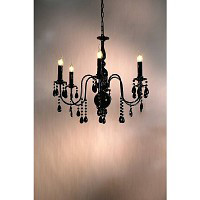 This is a stunning modern all black chandelier it has a jet black frame with black crystal droplets 