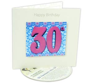 3D with CD Greeting Card - Happy 30th Birthday Party Hits  It