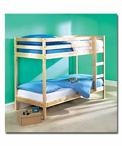 3ft Bunk Bed in Natural Finish with Standard Mattress