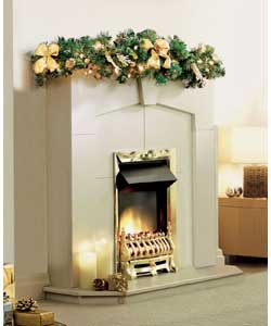1.37m.Includes 15 decorations and 20 BS clear lights.220/240V 3-pin plug. For indoor use only