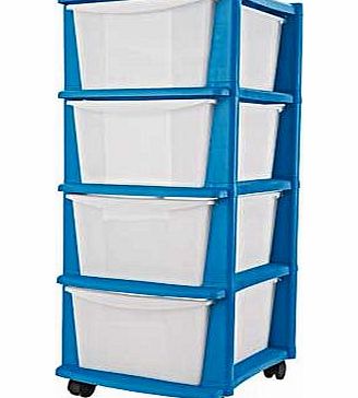 Unbranded 4 Drawer Plastic Storage Tower - Blue
