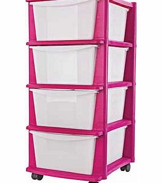 Unbranded 4 Drawer Plastic Storage Tower - Pink